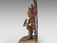 A large tibetan gilt bronze figure of vajrapani, 19thc, total h 32,5 cm - weight about 3816g - afbeelding 3 van  8