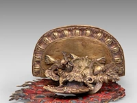A large tibetan gilt bronze figure of vajrapani, 19thc, total h 32,5 cm - weight about 3816g - afbeelding 7 van  8