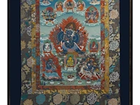 A large tibetan thangka, 'yamantaka', 20thc, framed 120 x 188 cm - afbeelding 2 van  2