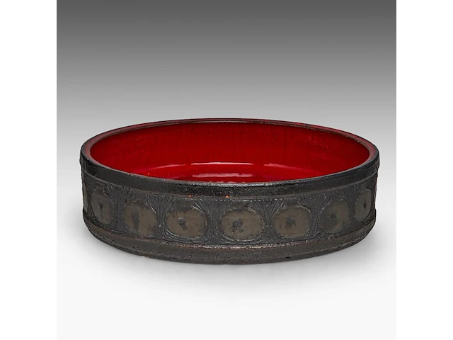 A large vintage '70s design ceramic bowl, by perignem 9 x 35 cm. (3.54 x 13.77 in.) - afbeelding 2 van  9