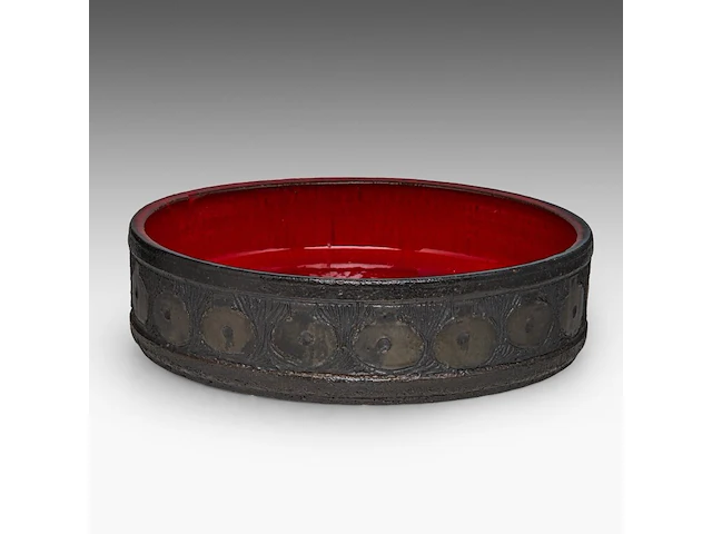 A large vintage '70s design ceramic bowl, by perignem 9 x 35 cm. (3.54 x 13.77 in.) - afbeelding 3 van  9
