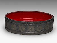 A large vintage '70s design ceramic bowl, by perignem 9 x 35 cm. (3.54 x 13.77 in.) - afbeelding 4 van  9
