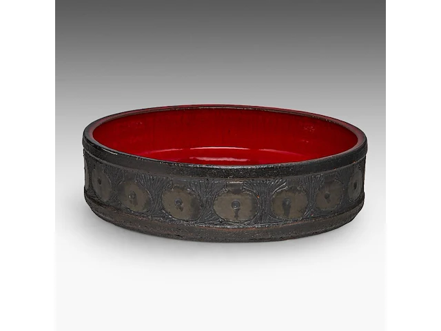 A large vintage '70s design ceramic bowl, by perignem 9 x 35 cm. (3.54 x 13.77 in.) - afbeelding 5 van  9
