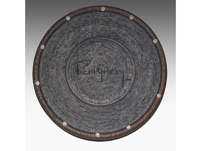 A large vintage '70s design ceramic bowl, by perignem 9 x 35 cm. (3.54 x 13.77 in.) - afbeelding 7 van  9