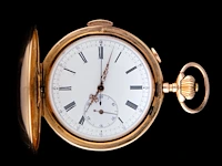 A 'le phare' gold minute repeater chronograph hunter case pocket watch, about 1900