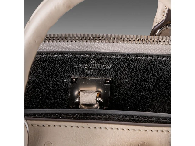 A louis vuitton ivory ostrich city steamer pm handbag, with silver hardware, h 23,5 - w 27 - d 12,5 cm - afbeelding 4 van  15