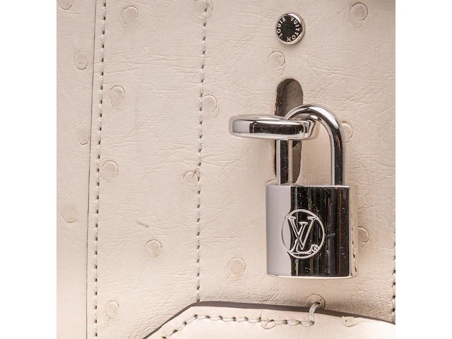 A louis vuitton ivory ostrich city steamer pm handbag, with silver hardware, h 23,5 - w 27 - d 12,5 cm - afbeelding 5 van  15