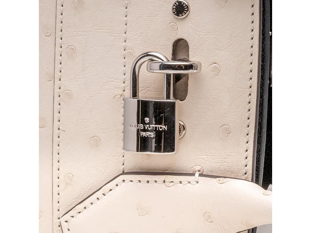 A louis vuitton ivory ostrich city steamer pm handbag, with silver hardware, h 23,5 - w 27 - d 12,5 cm - afbeelding 6 van  15