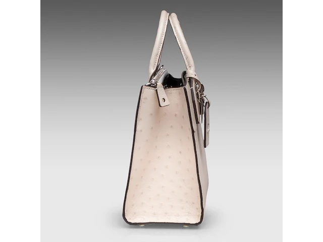 A louis vuitton ivory ostrich city steamer pm handbag, with silver hardware, h 23,5 - w 27 - d 12,5 cm - afbeelding 9 van  15