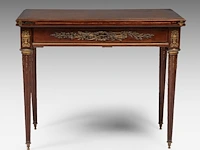 A louis xvi style extendable casino games table, mahogany veneered with gilt bronze mounts, attrib. to françois linke folded: 76 x 91.5 x 51.5 cm. (29.92 x 36.02 x 20.28 in.), extended: 74 x 103.5 x 91.5 cm. (29.12 x 40 - afbeelding 6 van  11
