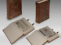 A luxury facsimile edition of the famous gutenberg bible by idion verlag, munich, 1978, 2 volumes, n° 428/895 45.5 x 32.5 x 14 cm. (17.91 x 12.80 x 5.50 in.)