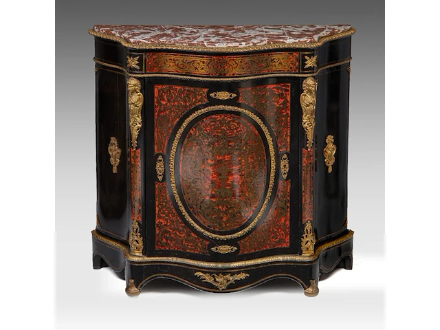 A napoleon iii boulle work cabinet with gilt bronze mounts and a marble top, late 19thc 106 x 110 x 44 cm. (41.72 x 43.31 x 17.32 in.) - afbeelding 1 van  9
