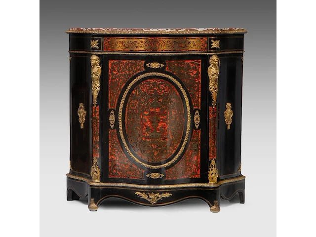 A napoleon iii boulle work cabinet with gilt bronze mounts and a marble top, late 19thc 106 x 110 x 44 cm. (41.72 x 43.31 x 17.32 in.) - afbeelding 2 van  9
