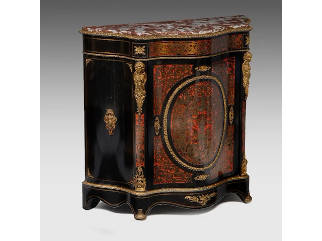 A napoleon iii boulle work cabinet with gilt bronze mounts and a marble top, late 19thc 106 x 110 x 44 cm. (41.72 x 43.31 x 17.32 in.) - afbeelding 3 van  9