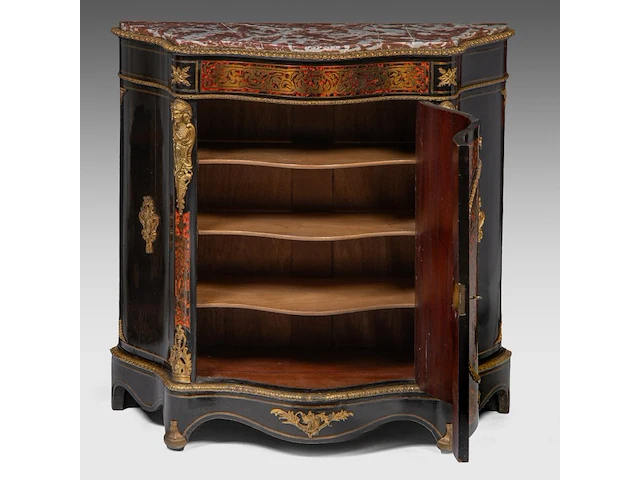 A napoleon iii boulle work cabinet with gilt bronze mounts and a marble top, late 19thc 106 x 110 x 44 cm. (41.72 x 43.31 x 17.32 in.) - afbeelding 7 van  9
