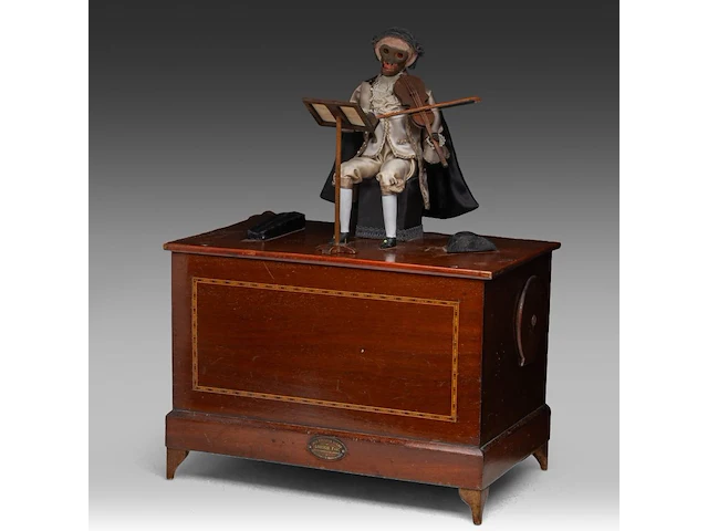 A napoleon iii musical animaton box with a fiddling monkey, by guiton fab., paris 55 x 42 x 26.5 cm. (21.64 x 16.53 x 10.42 in.) - afbeelding 3 van  6