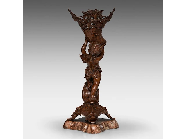 A napoleon iii patinated bronze group of cupid holding a horn of abundance (cornucopia) 54 cm. (21.26 in.) - afbeelding 3 van  7