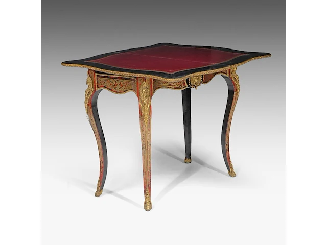 A napoleon iii style boulle fold-over card table with gilt bronze mounts, 20thc 73 x 84.5 x 42 cm. (28.73 x 33.27 x 16.53 in.), fold open: 71.5 x 84.5 x 84.5 cm. (28.14 x 33.27 x 33.27 in.) - afbeelding 3 van  10
