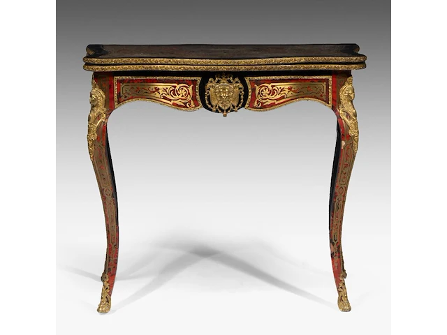 A napoleon iii style boulle fold-over card table with gilt bronze mounts, 20thc 73 x 84.5 x 42 cm. (28.73 x 33.27 x 16.53 in.), fold open: 71.5 x 84.5 x 84.5 cm. (28.14 x 33.27 x 33.27 in.) - afbeelding 4 van  10
