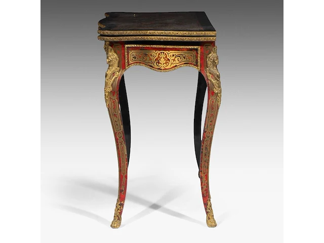 A napoleon iii style boulle fold-over card table with gilt bronze mounts, 20thc 73 x 84.5 x 42 cm. (28.73 x 33.27 x 16.53 in.), fold open: 71.5 x 84.5 x 84.5 cm. (28.14 x 33.27 x 33.27 in.) - afbeelding 5 van  10