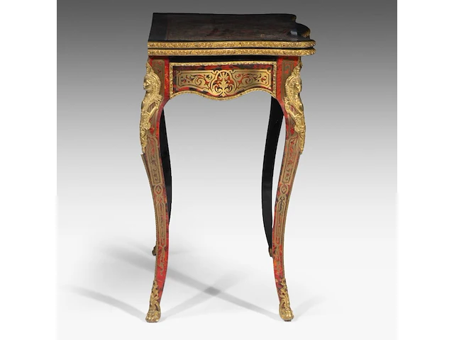 A napoleon iii style boulle fold-over card table with gilt bronze mounts, 20thc 73 x 84.5 x 42 cm. (28.73 x 33.27 x 16.53 in.), fold open: 71.5 x 84.5 x 84.5 cm. (28.14 x 33.27 x 33.27 in.) - afbeelding 7 van  10