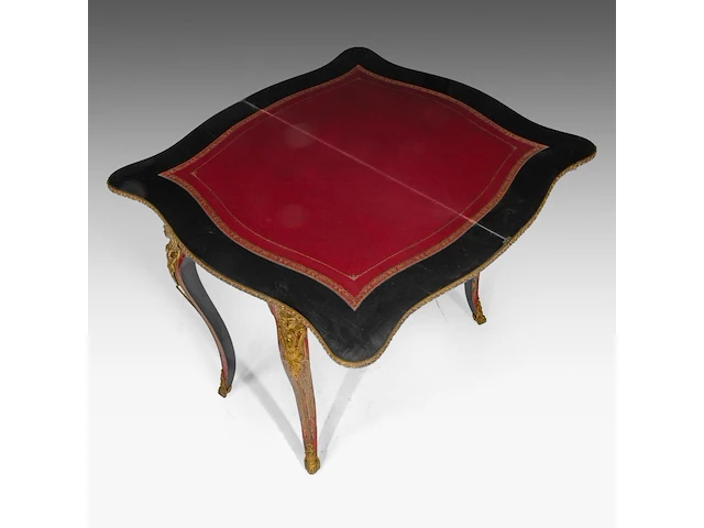 A napoleon iii style boulle fold-over card table with gilt bronze mounts, 20thc 73 x 84.5 x 42 cm. (28.73 x 33.27 x 16.53 in.), fold open: 71.5 x 84.5 x 84.5 cm. (28.14 x 33.27 x 33.27 in.) - afbeelding 8 van  10