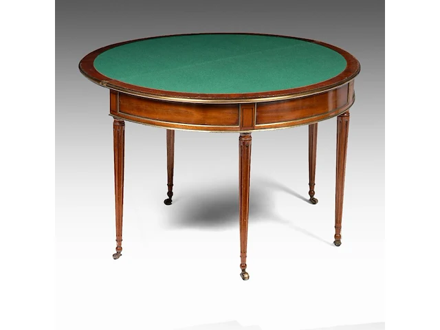 A neoclassical brass-mounted mahogany fold-over card table, ca. 1800 71 x 109 cm. (27.94 x 42.90 in.) - afbeelding 5 van  7