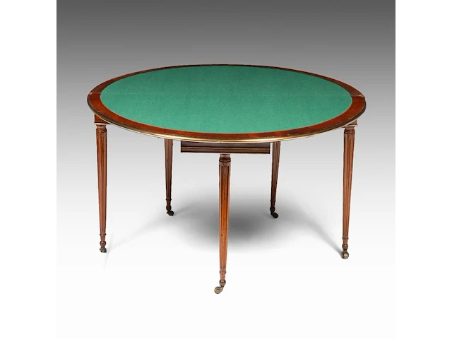 A neoclassical brass-mounted mahogany fold-over card table, ca. 1800 71 x 109 cm. (27.94 x 42.90 in.) - afbeelding 6 van  7