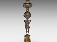 A neoclassical gilt and patinated bronze kerosine lamp with an atlantean figure, ca. 1880 69 cm. (27.17 in.)