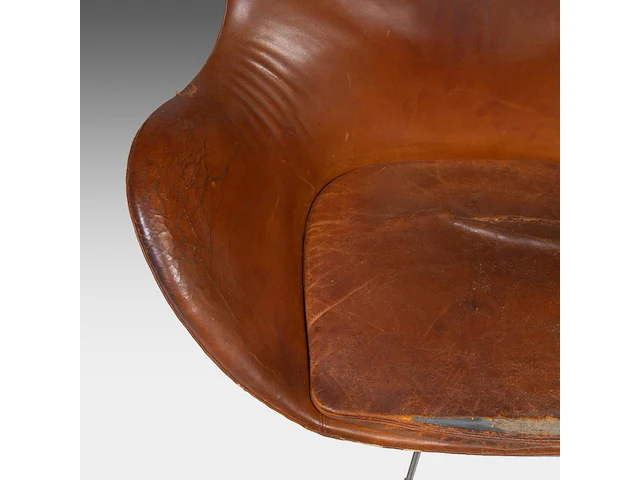 A nice vintage cognac leather egg chair with ottoman by arne jacobsen for fritz hansen - afbeelding 7 van  22