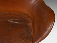 A nice vintage cognac leather egg chair with ottoman by arne jacobsen for fritz hansen - afbeelding 9 van  22