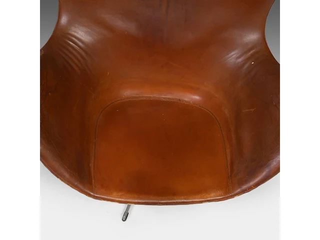 A nice vintage cognac leather egg chair with ottoman by arne jacobsen for fritz hansen - afbeelding 11 van  22