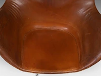 A nice vintage cognac leather egg chair with ottoman by arne jacobsen for fritz hansen - afbeelding 11 van  22