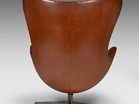 A nice vintage cognac leather egg chair with ottoman by arne jacobsen for fritz hansen - afbeelding 19 van  22