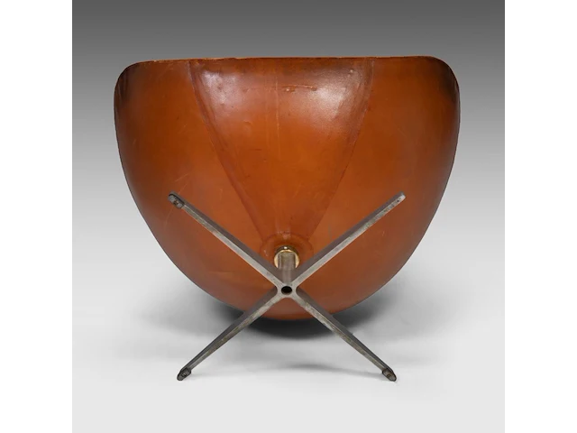 A nice vintage cognac leather egg chair with ottoman by arne jacobsen for fritz hansen - afbeelding 22 van  22