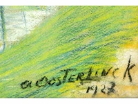 A. oosterlinck - rivier in lentelicht - pastel - 41x50 cm - 1927 - afbeelding 2 van  3