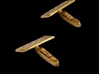A pair of 18k yellow gold cufflinks, total weight ca 10,5 g 1 x 2.5 cm. (0.39 x 0.98 in.) - afbeelding 3 van  4