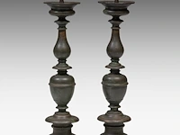 A pair of baroque bronze pricket candlesticks 70 cm. (27.55 in.) - afbeelding 2 van  3
