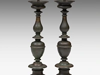 A pair of baroque bronze pricket candlesticks 70 cm. (27.55 in.) - afbeelding 3 van  3