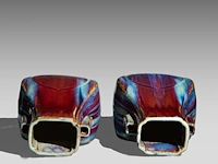 A pair of chinese flambé-glazed fanghu vases, impressed qianlong mark, h 29,5 cm - afbeelding 7 van  8