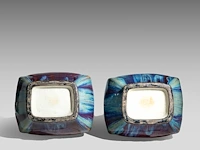 A pair of chinese flambé-glazed fanghu vases, impressed qianlong mark, h 29,5 cm - afbeelding 8 van  8