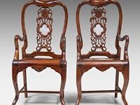 A pair of chinese hardwood armchairs, each with a pierced and carved splat back centred by a dreamstone panel, late qing, h 103 - 52 x 45 cm - afbeelding 2 van  7