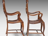 A pair of chinese hardwood armchairs, each with a pierced and carved splat back centred by a dreamstone panel, late qing, h 103 - 52 x 45 cm - afbeelding 5 van  7