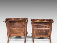 A pair of chinese hardwood armchairs, each with a pierced and carved splat back centred by a dreamstone panel, late qing, h 103 - 52 x 45 cm - afbeelding 7 van  7