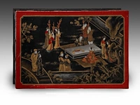 A pair of chinese polychrome lacquered chests on stands, 20thc (vintage), total h 49 - 71 x 48,5 cm - afbeelding 6 van  6