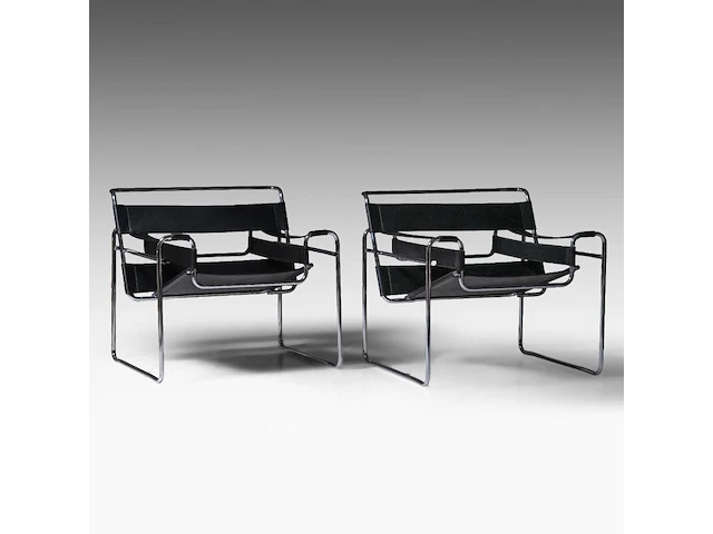 A pair of design armchairs after the iconic wassily model by marcel breuer, edition of movimento moderno 73 x 78 x 70 cm. (28.73 x 30.71 x 27.55 in.) - afbeelding 3 van  9