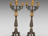 A pair of empire style gilt and patinated bronze candelabras, 19thc 52 cm. (20.46 in.)
