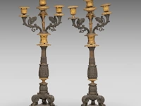 A pair of empire style gilt and patinated bronze candelabras, 19thc 52 cm. (20.46 in.) - afbeelding 3 van  4