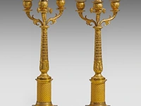 A pair of french empire-style gilt bronze candelabras 48.5 cm. (19.08 in.)