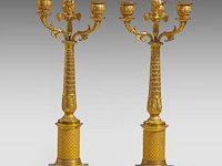 A pair of french empire-style gilt bronze candelabras 48.5 cm. (19.08 in.) - afbeelding 2 van  6